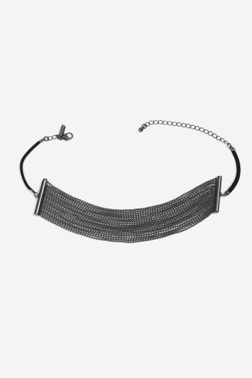Topshop Gunmetal Chain Choker Necklace