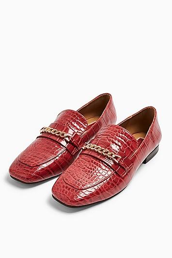 Topshop Lorenzo Crocodile Square Toe Loafers