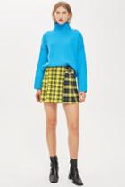 Topshop Mixed Check Buckle Kilt Mini Skirt