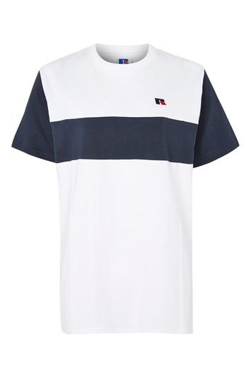 Topshop Colour Block Logo T-shirt By Russell Athletic