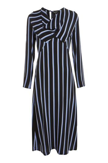 Topshop Striped Bias Midi Skater Dress