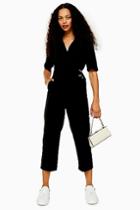 Topshop Petite Black Utility Buckle Jumpsuit