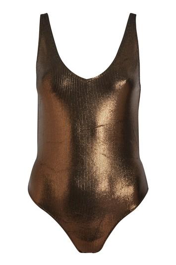 Topshop Metallic Ribbed Swimsuit