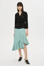 Topshop Asymmetric Peplum Leather Midi Skirt
