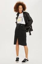 Topshop Black Midi Denim Skirt