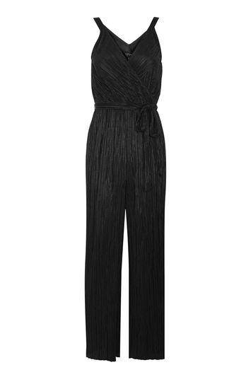 Topshop Wet Look Plisse Jumpsuit