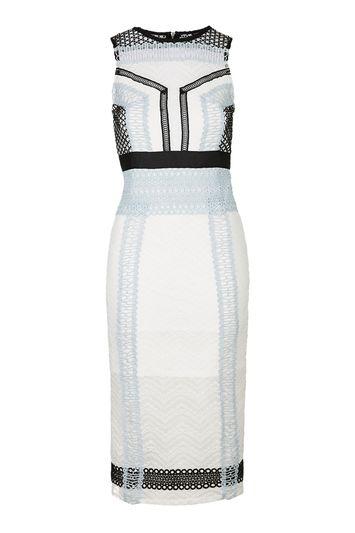 Topshop Tall Colour Block Lace Midi Dress