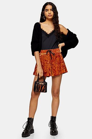 Topshop Black Velvet Shorts