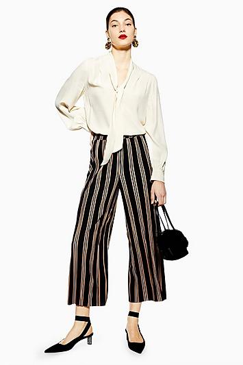 Topshop Petite Stripe Plisse Trousers