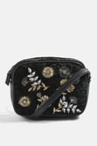 Topshop Vera Velvet Floral Cross Body Bag
