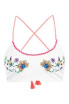 Topshop Bright Embroidered Crop Bikini Top