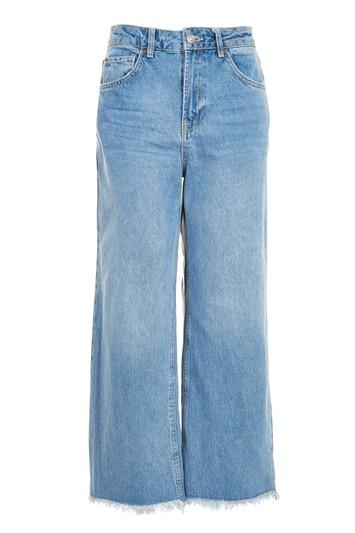 Topshop Moto Mid Blue Cropped Wide Leg Jeans