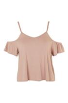 Topshop Frilled Cold Shoulder Top