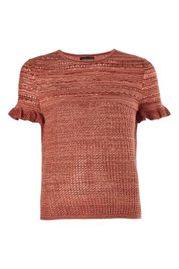 Topshop Stitch Ruffle Knitted T-shirt