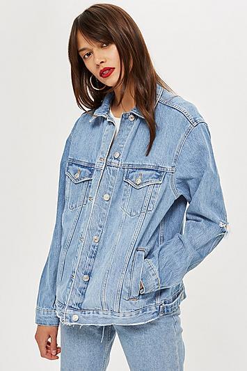 Topshop Elbow Rip Denim Jacket