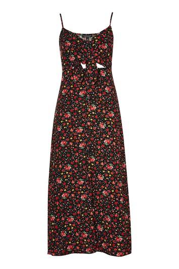 Topshop Ditsy Knot Tie Front Dress