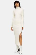 Topshop Ivory Knitted Roll Neck Dress