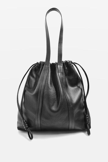 Topshop Premium Leather Drawstring Tote Bag