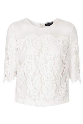 Topshop Lace Panel Organza Tee