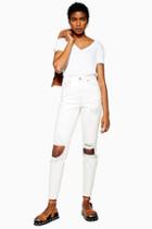 Topshop Off White Destroy Rip Mom Jeans