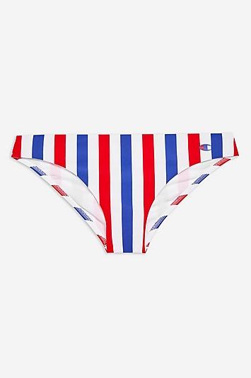 Topshop Stripe Bikini Bottoms By Champion