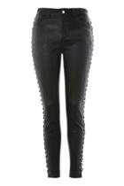 Topshop Premium Leather Side Lace Up Trousers