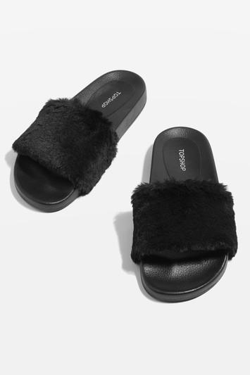 Topshop Harlow Faux Fur Slides