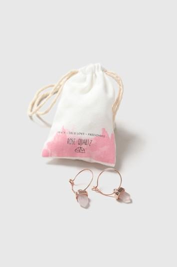 Topshop Rose Quatz Stone Hoop Earrings