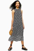Topshop Black And White Floral Sleeveless Dress