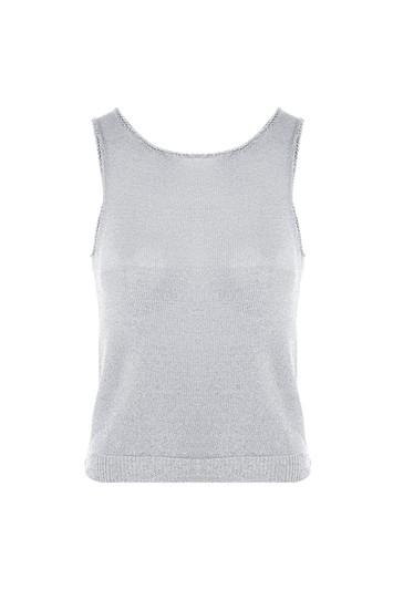 Topshop Petite Metal Yarn V-back Knitted Top
