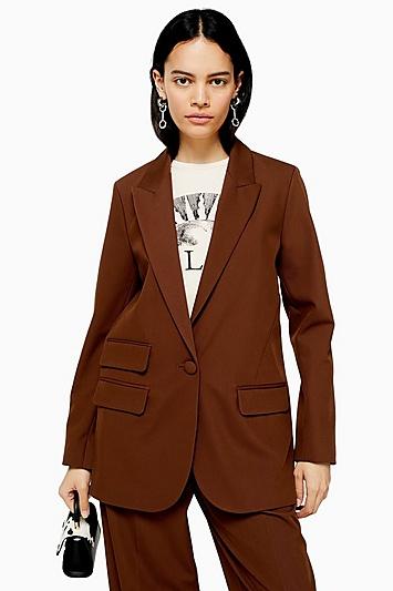 Topshop Brown Single Breasted Blazer