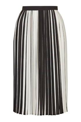 Topshop Tall Stripe Pleat Midi Skirt