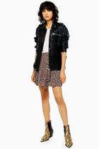 Topshop Tall Leopard Print Ruffle Mini Skirt