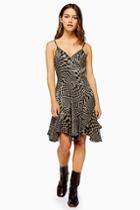 Topshop Petite Godet Checkboard Mini Slippy Dress