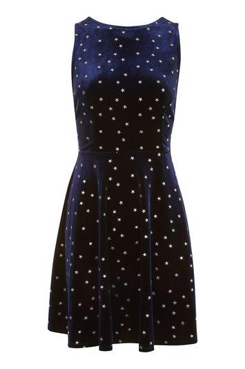 Topshop Star Velvet Skater Dress
