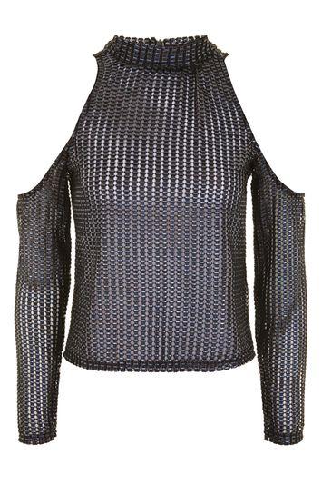 Topshop Textured Metallic Top
