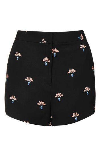 Topshop Petite Fan Printed Shorts