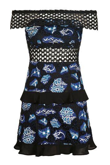 Topshop Crochet Ruffle Bardot Dress