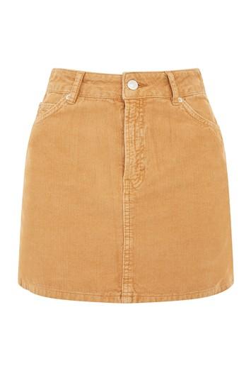 Topshop Petite Camel Cord Mini A-line Skirt