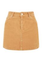 Topshop Petite Camel Cord Mini A-line Skirt