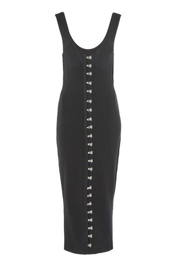 Topshop Lfw *black Pointelle Midi Dress By Unique