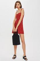 Topshop Petite Printed Button Through Mini Dress