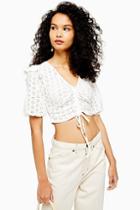 Topshop Pointelle Ruched Crop Top