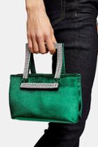 Topshop Elle Green Velvet Diamante Bag