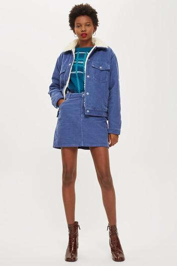 Topshop Blue Corduroy Skirt