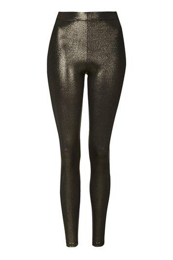 Topshop Metallic Foil Wet Look Leggings