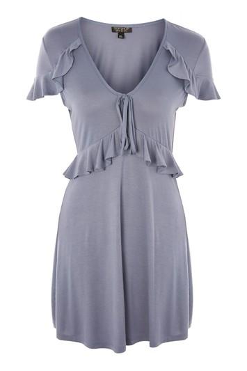Topshop Tie Front Frill Tea Dress