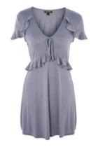 Topshop Tie Front Frill Tea Dress