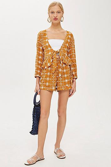 Topshop Embriodered Crinkle Shorts