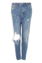 Topshop Moto Busted Knee Ripped Blue Hayden Jeans